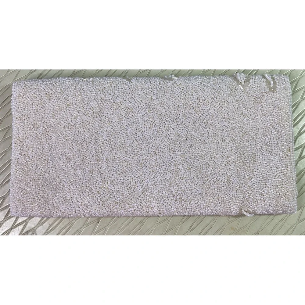 Vtg.Hand Made Ivory Clutch Purse W/Italian Beads Formal Prom Wedding 5x9.5x1/2